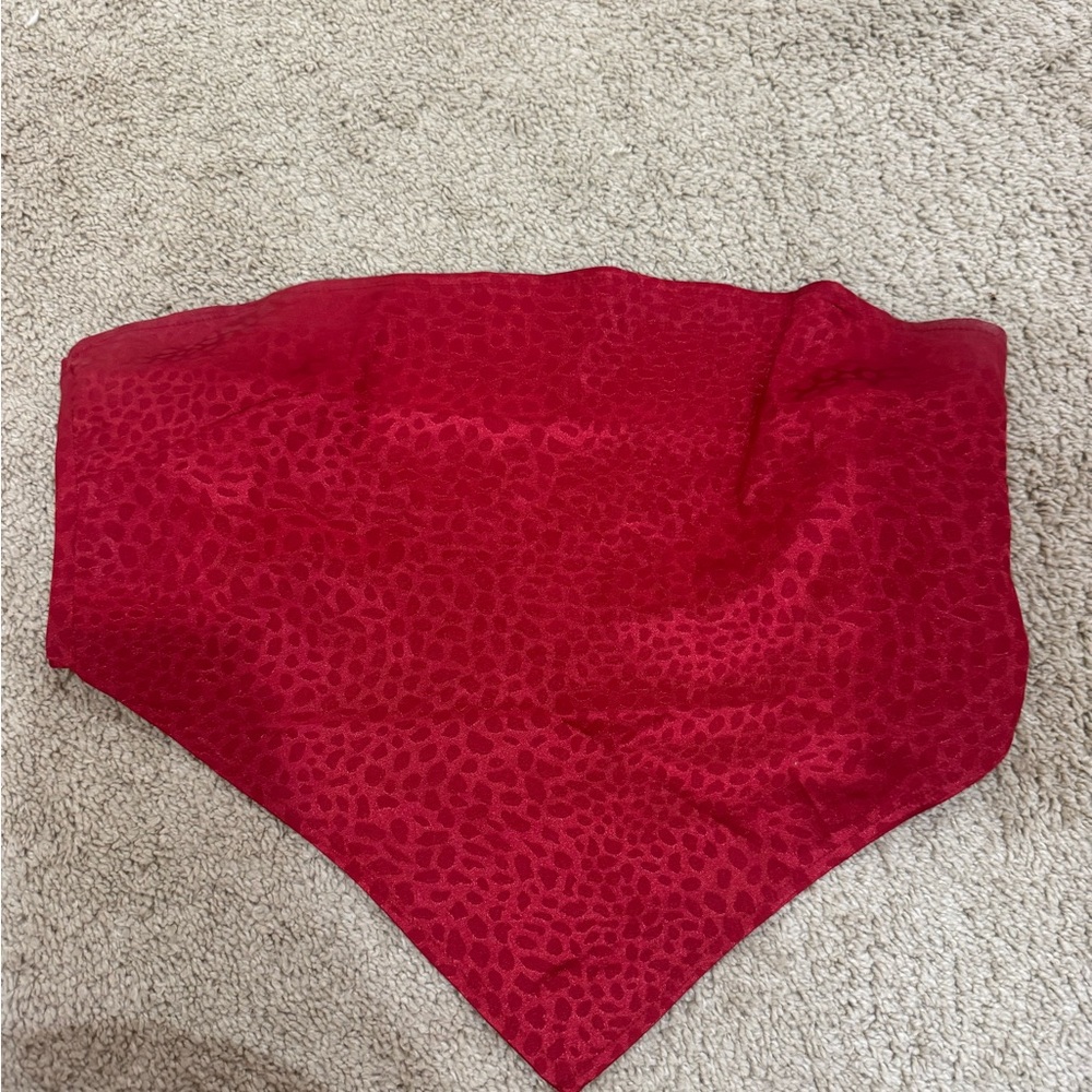 Red Textured Crop Bandana Top